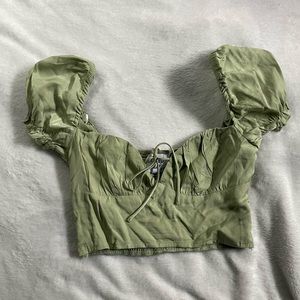 Princess Polly Green Tie-Front Top
